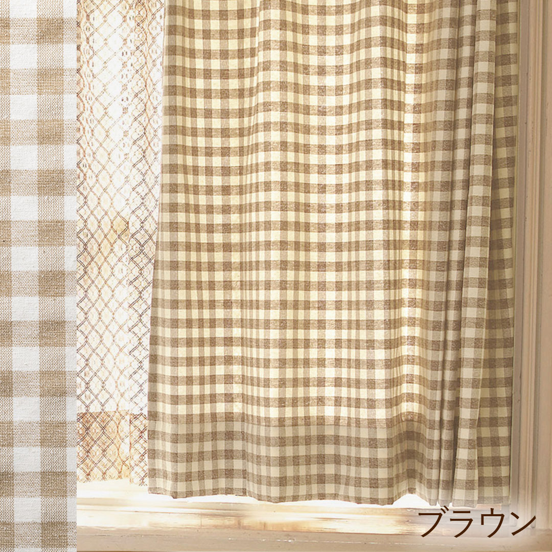 フランスアンティーク 19世紀のカーテン ギンガムチェック 希少な古裂
