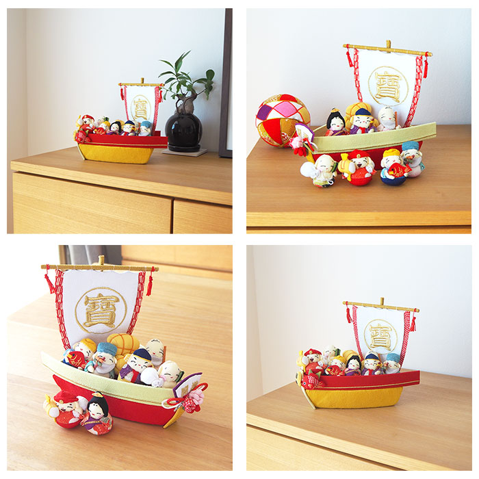 楽天市場】七福神 置物 宝船 インテリア 置き飾り [宝船お手玉セット