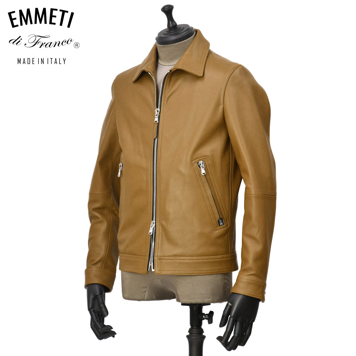 楽天市場】EMMETI【エンメティ】襟付きシングルライダースジャケット