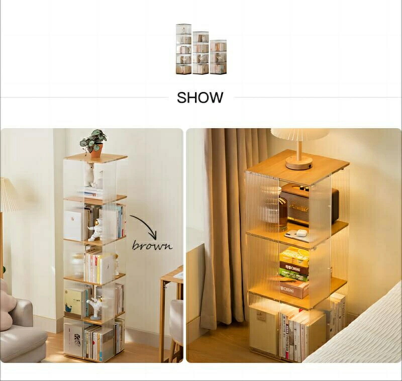 楽天市場】回転式本棚 透明 アクリル スリム オシャレ 回転ラック 360