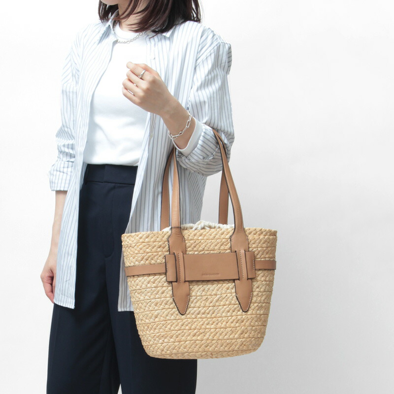 極美品✨️】ヘレンカミンスキー ラフィア レザーハンドルトートバッグ