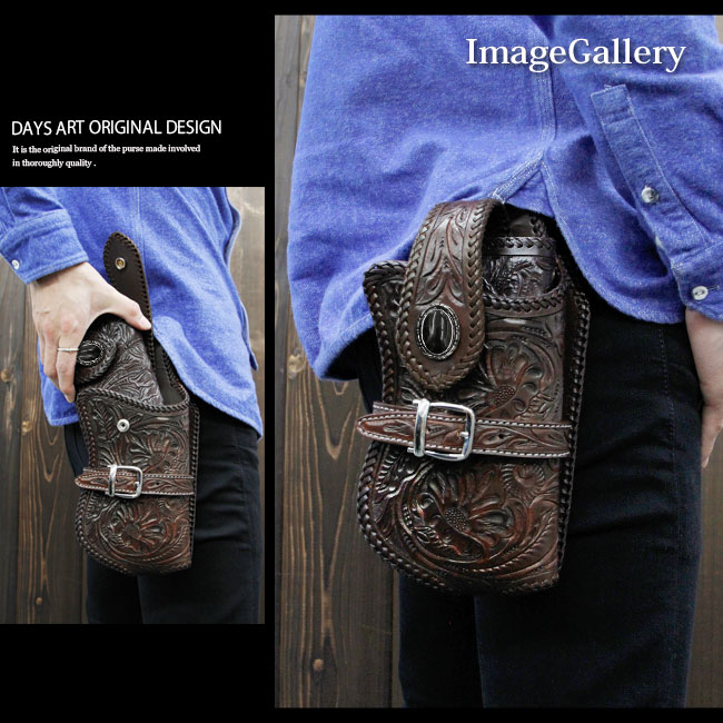 楽天市場】レザーウォレットホルダー フラワーカービング 手彫り 財布