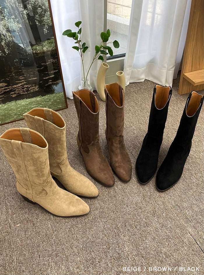 楽天市場】ミドルブーツ ウエスタンブーツ ポインテッドトゥ スエード