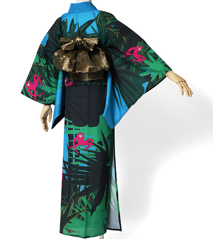 楽天市場】単衣着物 JUNKO KOSHINO セオアルファ 猿 ジャングル 青 緑