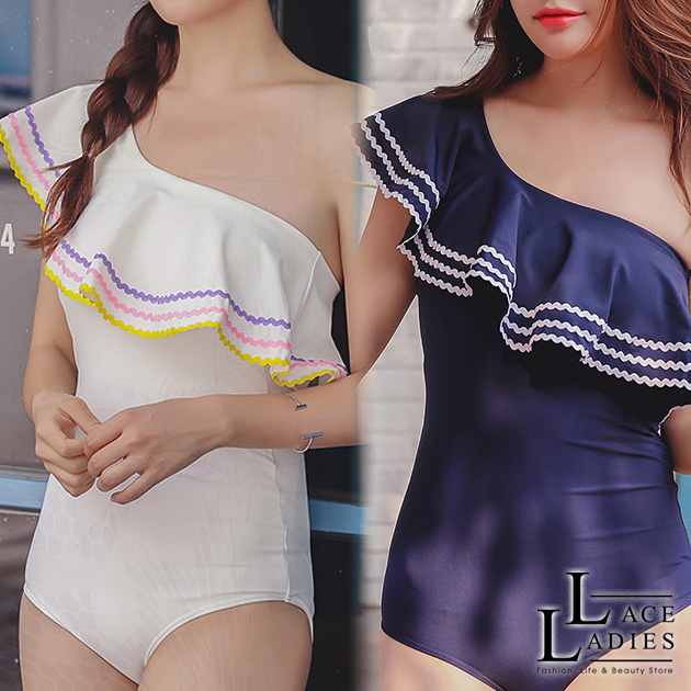 楽天市場】ワンショルダーフリル ワンピース水着 かわいい 女性 スイム