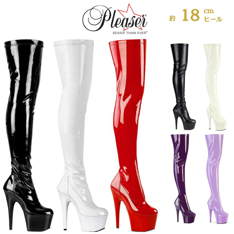 楽天市場】Pleaser プリーザー ニーハイブーツ サイハイブーツ 黒
