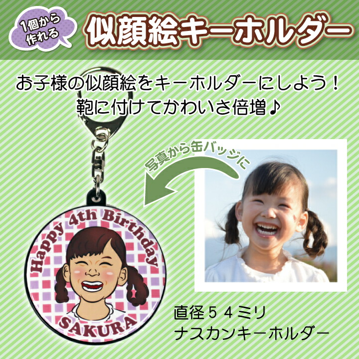楽天市場】似顔絵キーホルダー サイズ：54mm【メール便対応