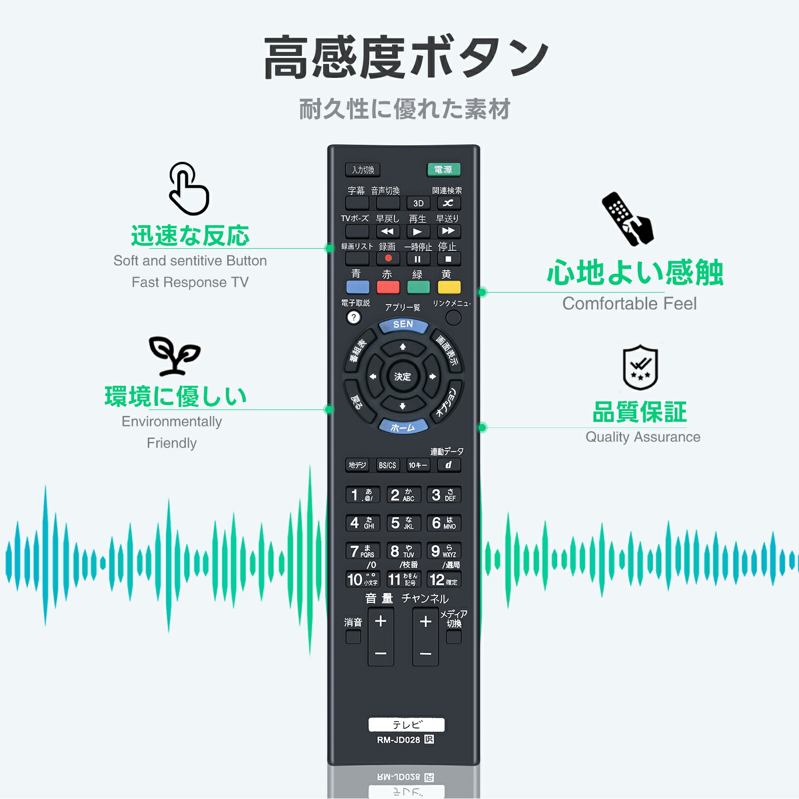 楽天市場】テレビリモコン RM-JD027 ソニー 代用 SONYテレビリモコン