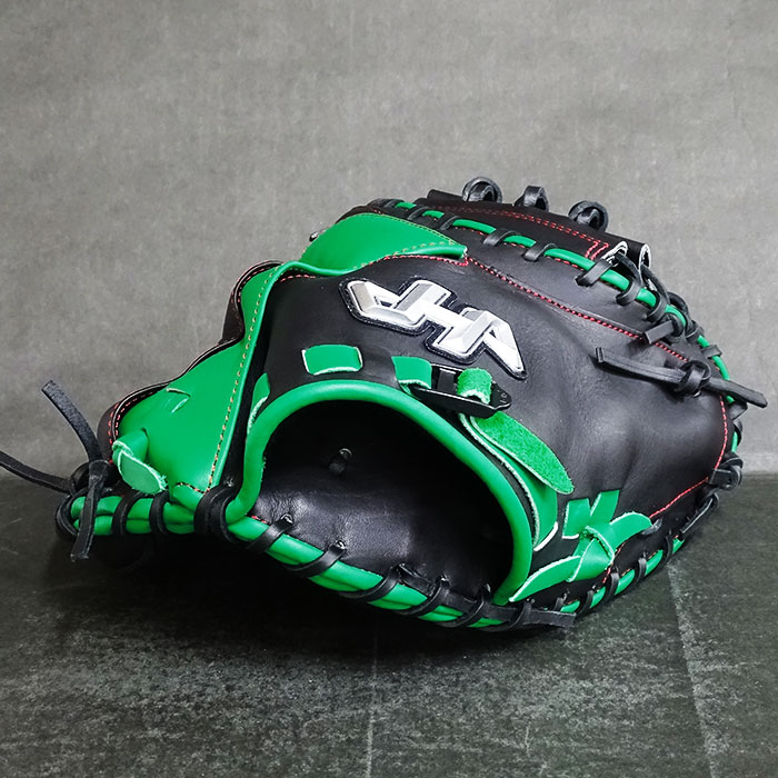 ハタケヤマ硬式キャッチャーミット緑×グレー×タン 海外限定 オーダー
