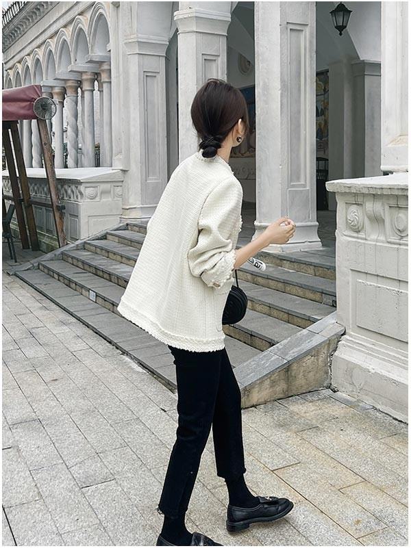 楽天市場】ツイードジャケット レディース ノーカラー ライトアウター