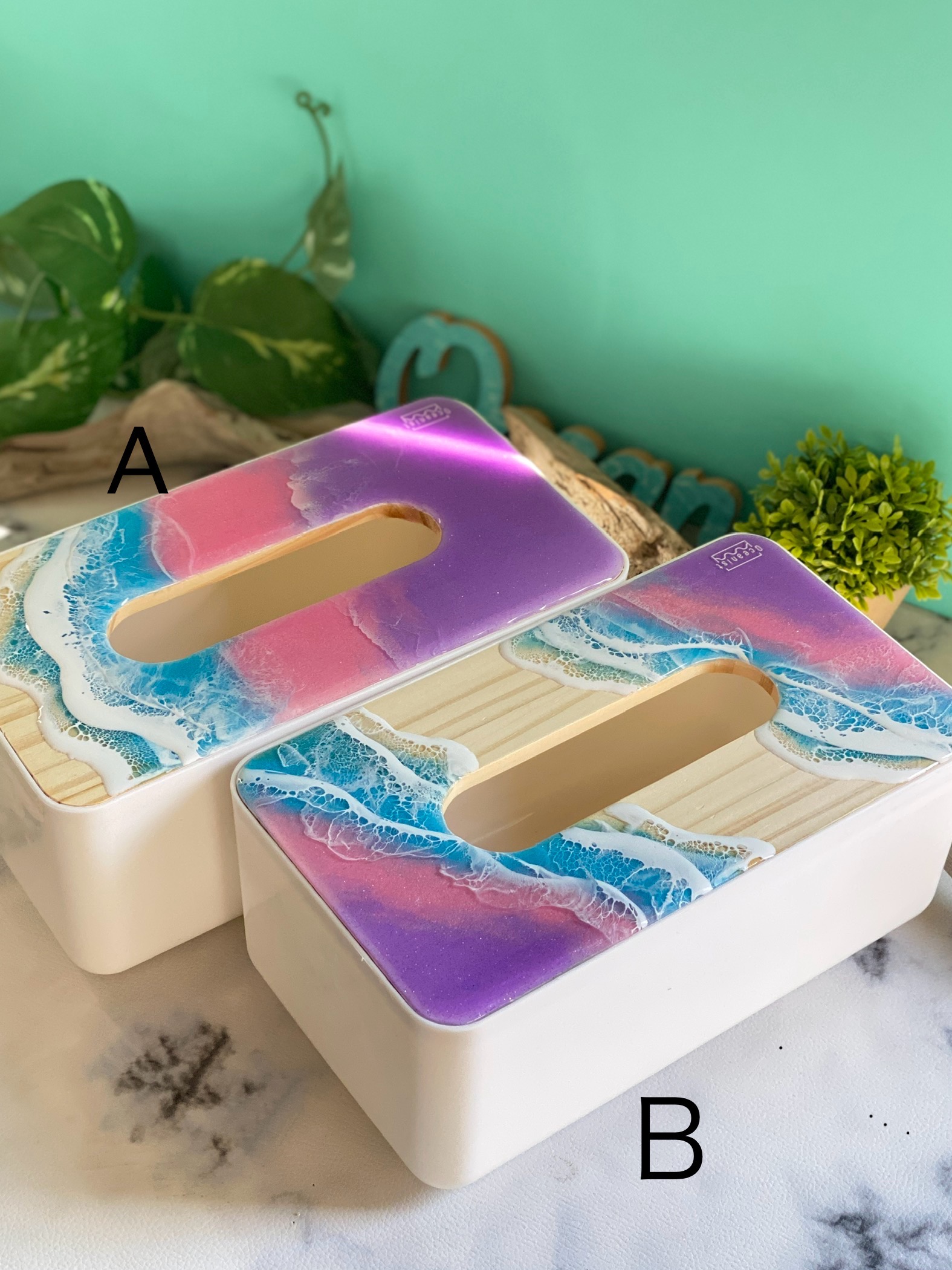 ティッシュボックス 海レジン 波レジン 🩵 Resin art tissue box