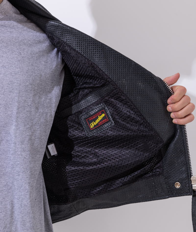 楽天市場】メッシュレザー レザージャケット メンズ パンチング 大きい