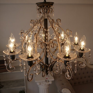 楽天市場】シャンデリア ジュエル 9灯 ホワイト/アンティークブラック