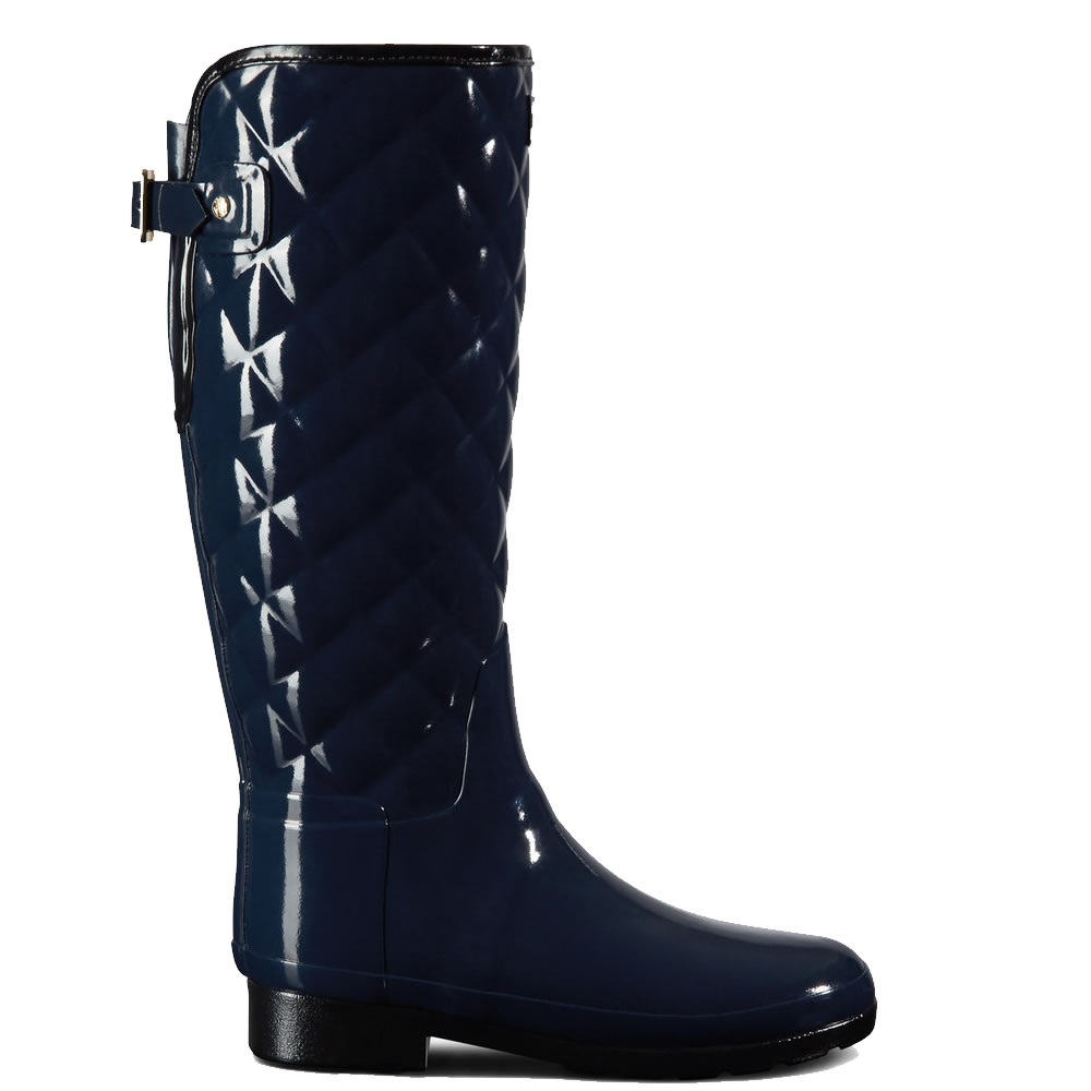 ハンター レインブーツ グロス キルティング トール UK3 ネイビー