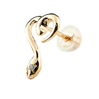 楽天市場】18金 ピアス 18k 片耳 蛇 スネーク ヘビ スタッドピアス