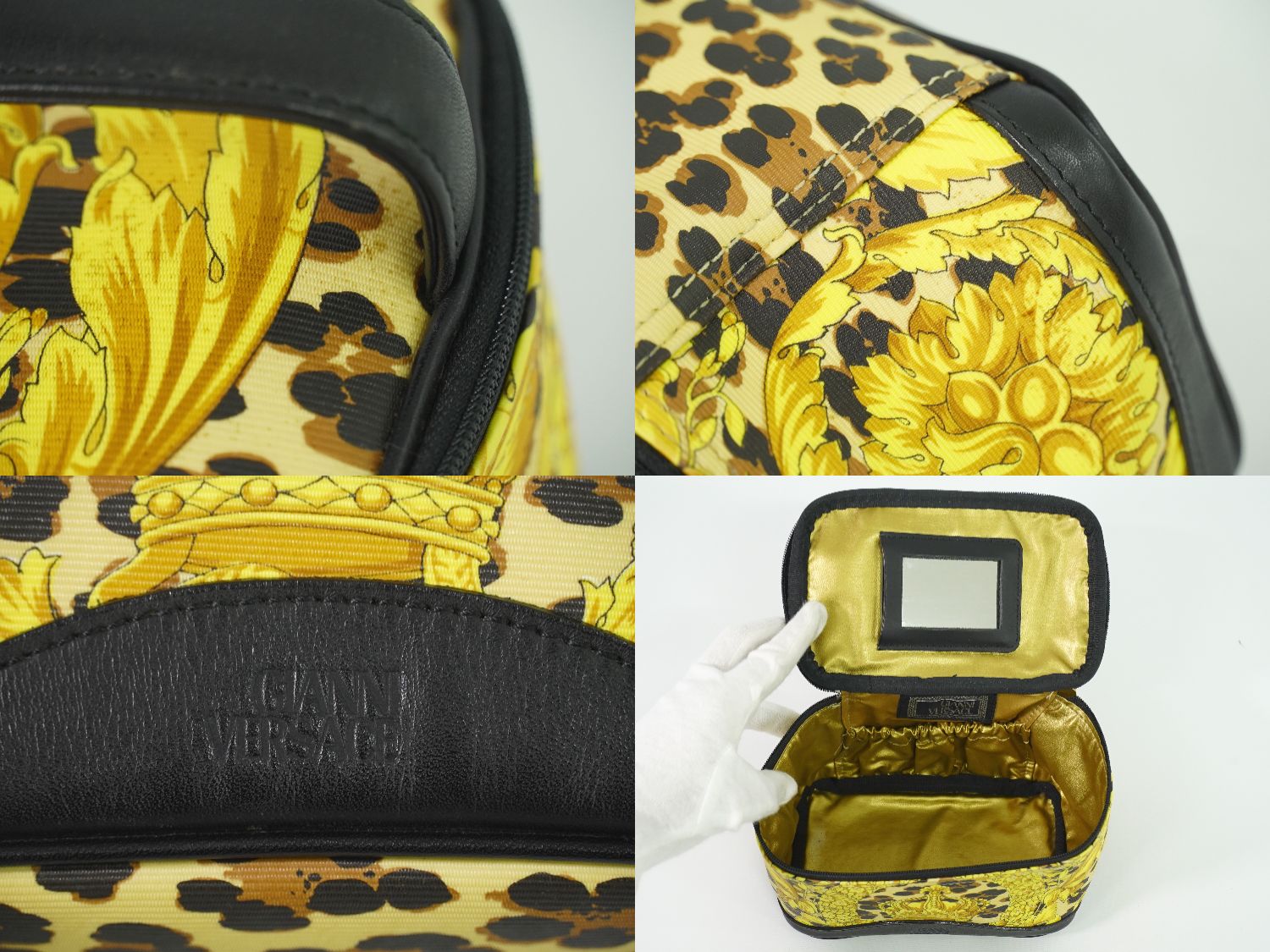 本物 ジャンニ ヴェルサーチ GIANNI VERSACE レオパード柄 バニティ