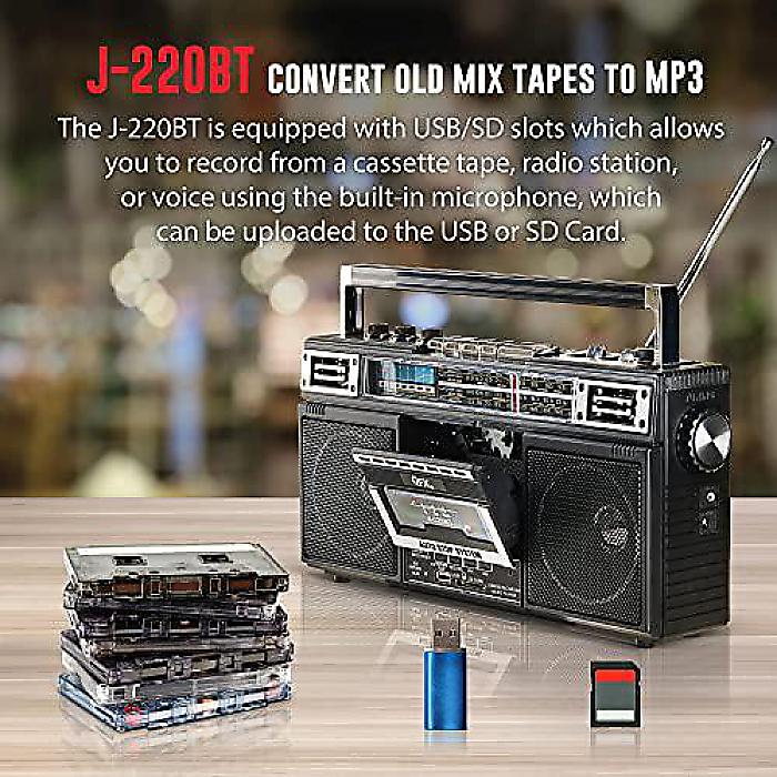 楽天市場】QFX J-220BT Bluetoothカセットラジオ付きMP3変換ブーム
