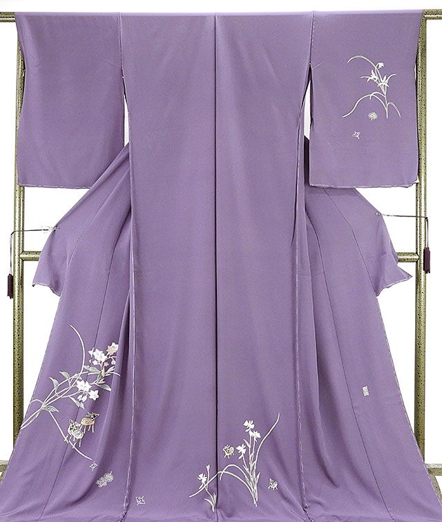 楽天市場】訪問着 正絹 加賀友禅 岡本幸治作 鹿桔梗白鷺 未仕立て 仮絵