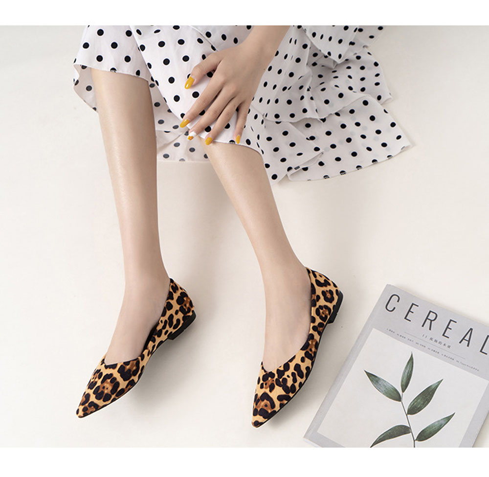 楽天市場】ヒョウ柄 フラットパンプス フラットシューズ レディース