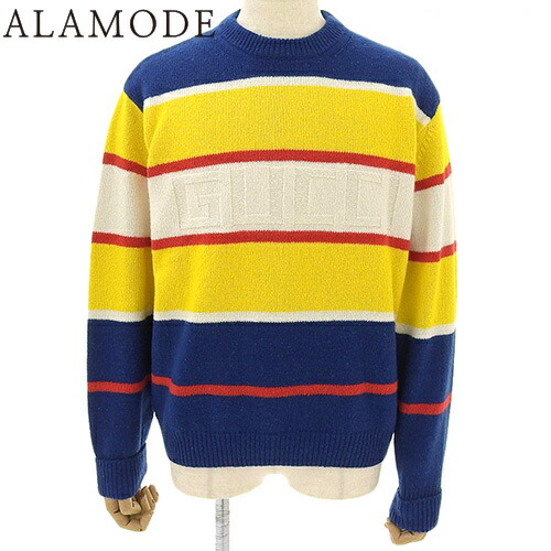 楽天市場】GUCCI(グッチ) ロゴ編み ボーダー マルチカラーニット