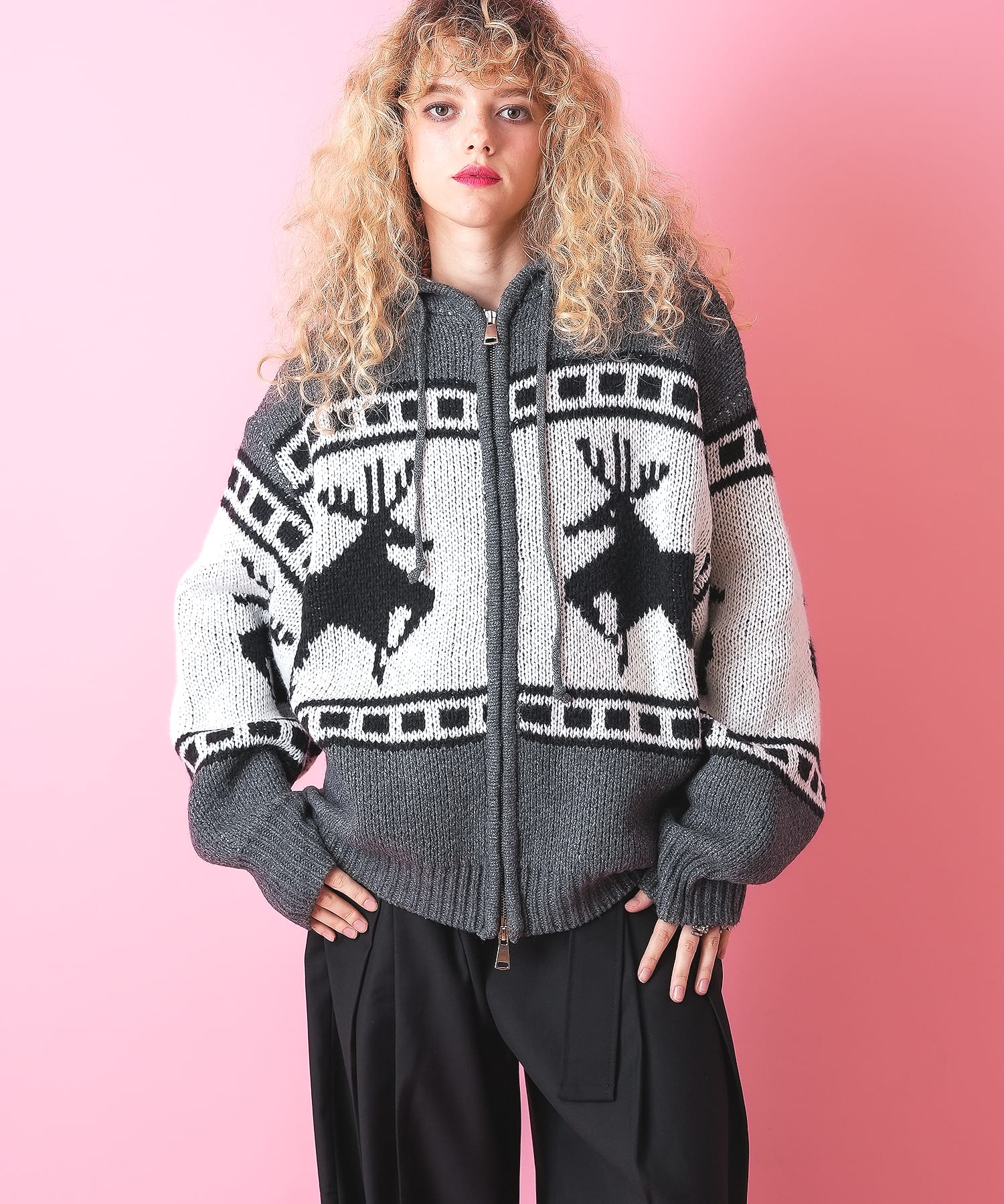 楽天市場】a.p.o.v. ノルディック柄カウチンニットフーディーセーター