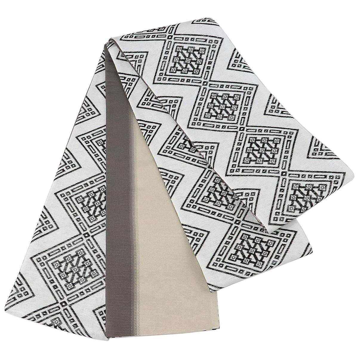 楽天市場】宝来屋 半幅帯 紙こぎん四寸 -30C- 大菱 白 米沢織 長尺 絹