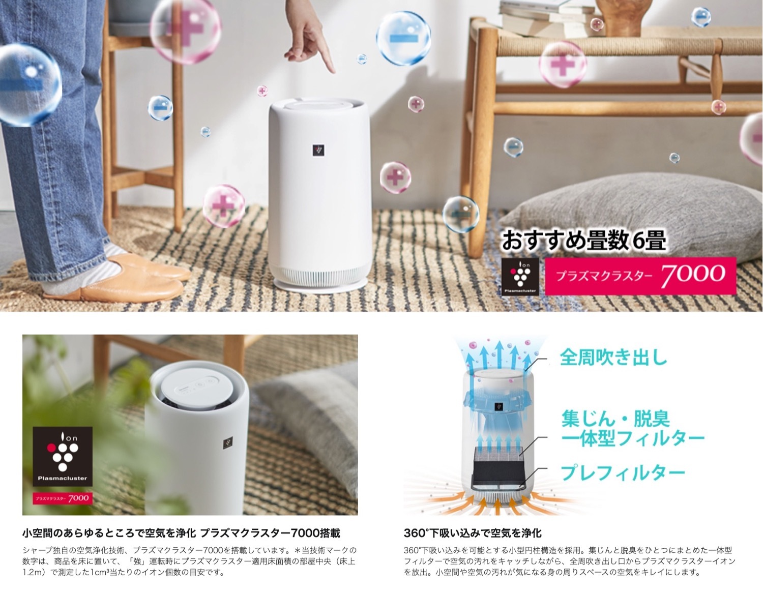 楽天市場】SHARP FU-NC01 小型 空気清浄機 プラズマクラスター 7000