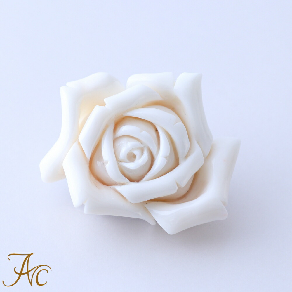 ヴィンテージブローチ 白珊瑚 薔薇 立体彫刻 アールヌーボー D71