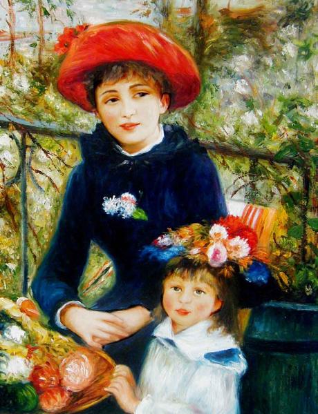 楽天市場】油絵 ルノワールの名作「二人の姉妹・テラスにて」 MA262