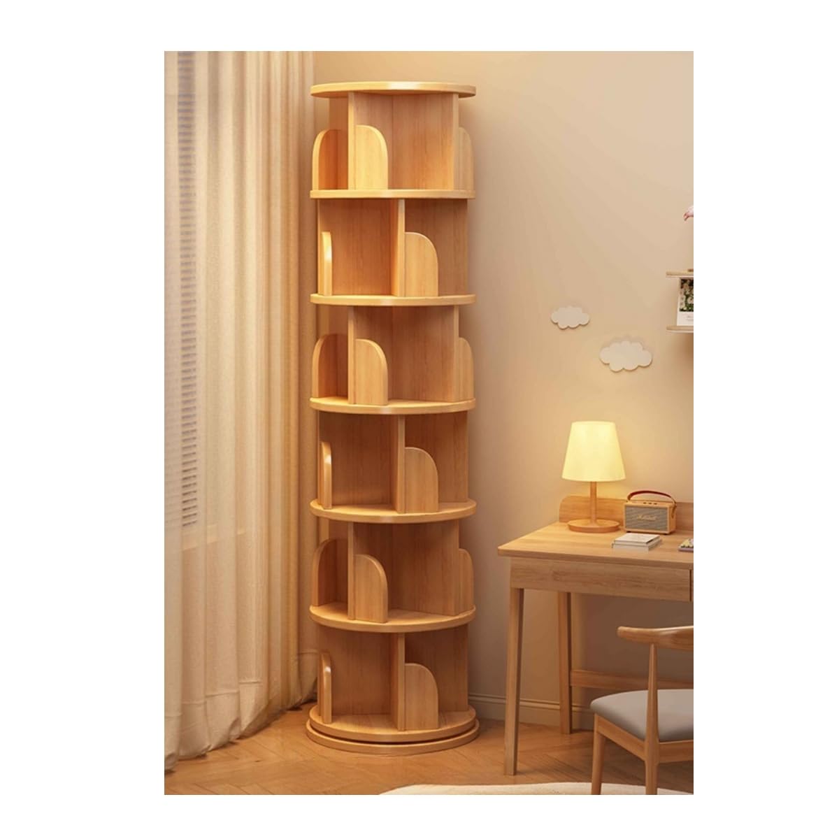 楽天市場】本棚 回転式本棚 6段 大容量 直径39CM 漫画絵本棚 タワー