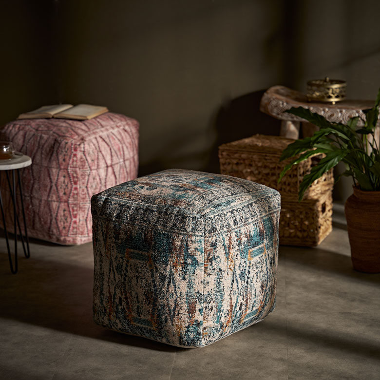 楽天市場】プフ クッション オットマン スツール オールドキリム風