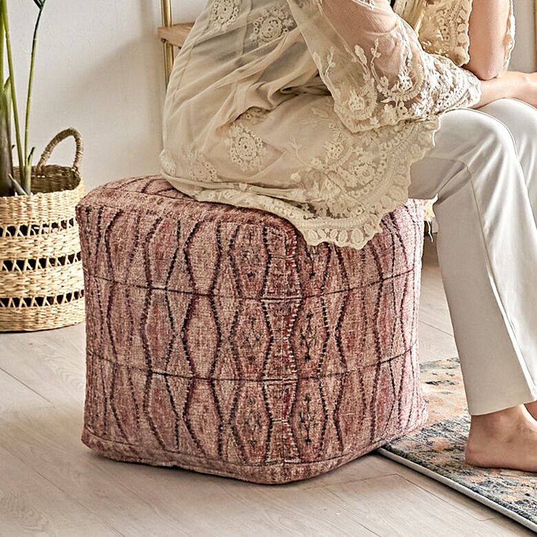 楽天市場】プフ クッション オットマン スツール オールドキリム風