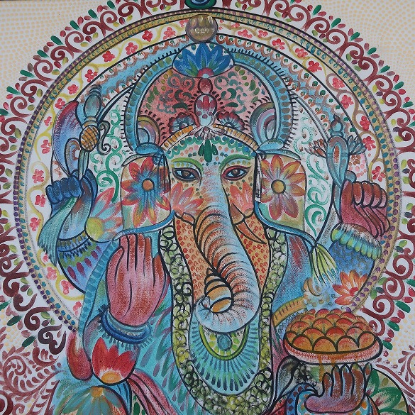 楽天市場】ガネーシャの絵 ドットペイント 80X100 アジアン雑貨 バリ