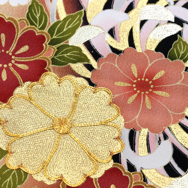 楽天市場】着物 京友禅 黒留袖 金駒刺繍 金彩金駒刺繍加工 乱菊に鶴