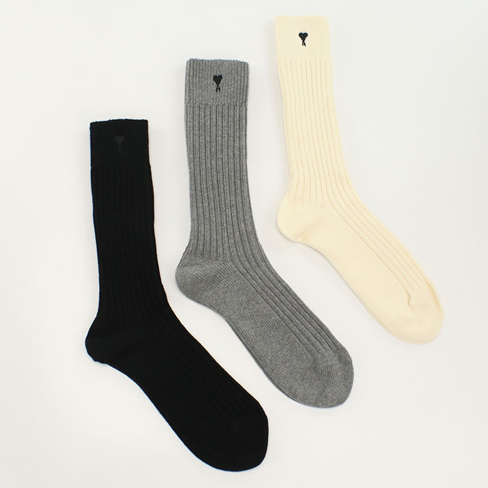 楽天市場】AMI PARIS ホワイト コットン Ami De Coeur ソックス 3足