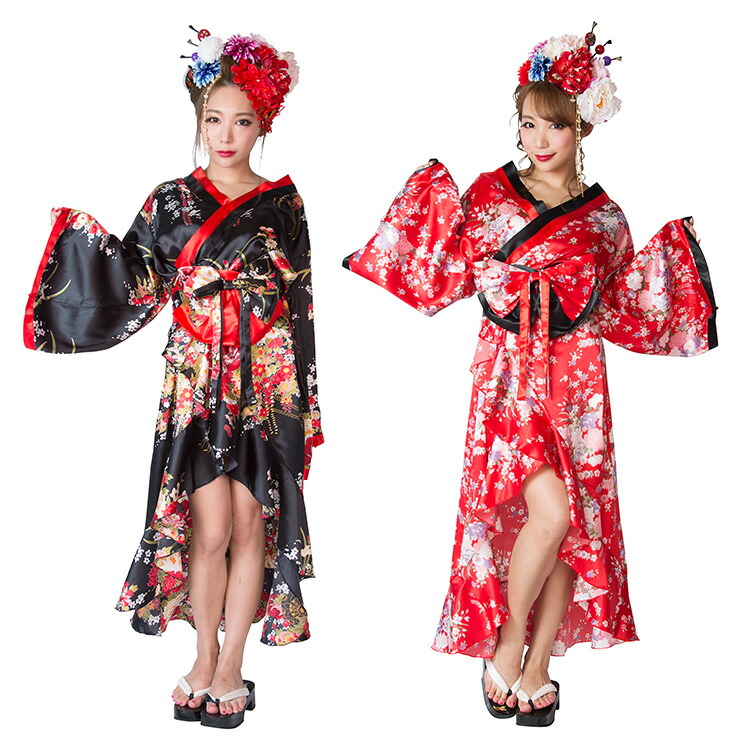楽天市場】ハロウィン コスプレ 女 レディース 花鳥風月 着物 花 【黒