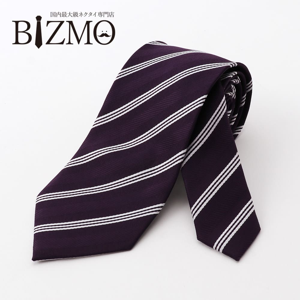 楽天市場】ネクタイ シルク混 ストライプ パープル 紫 ホワイト 白 8cm