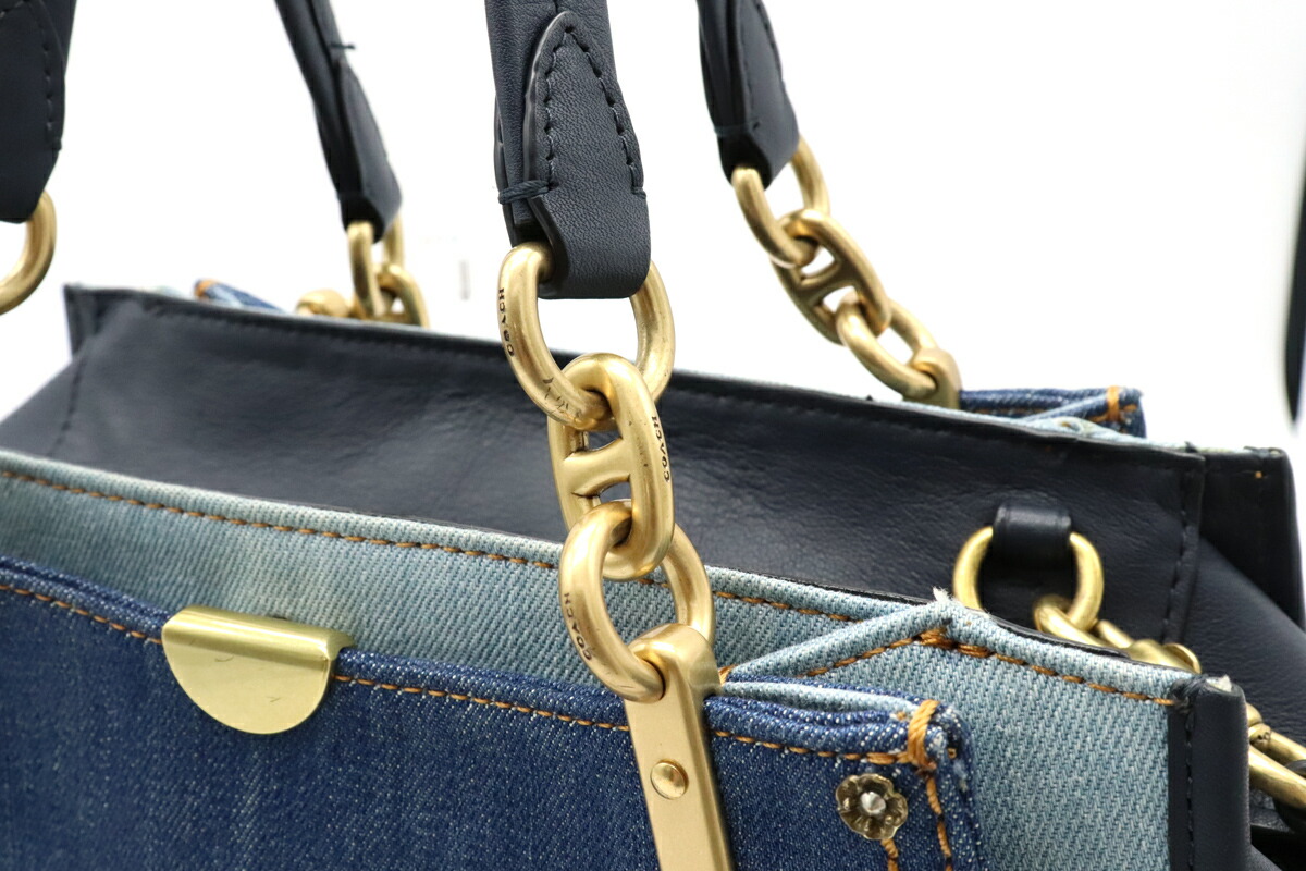 楽天市場】【バッグ】COACH コーチ レザー デニム ハンドバッグ 2way