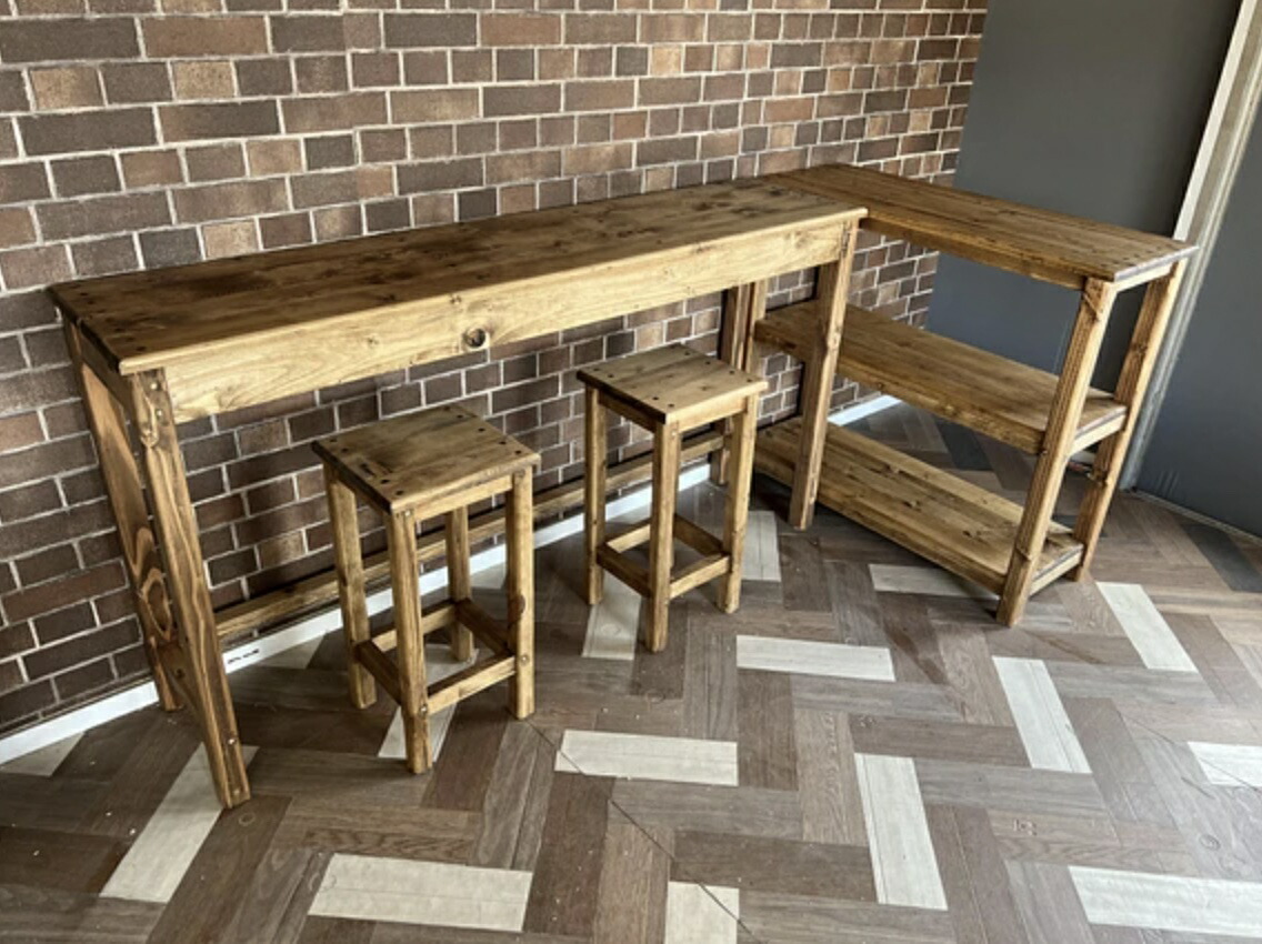 楽天市場】天然木 L字 カウンターテーブル & スツール 完成品(組み立て