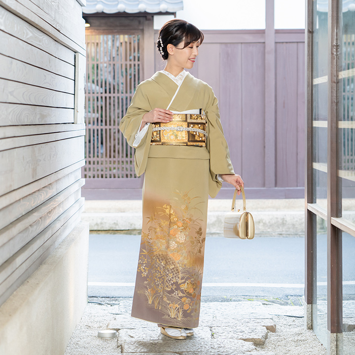 楽天市場】【レンタル 高級正絹 色留袖 フルセットレンタル】黄海松