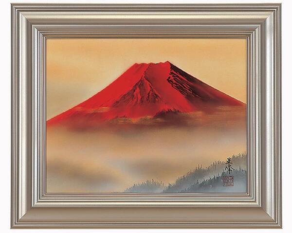 楽天市場】絵画 藤井星峰作 赤富士 F6 日本画 富岳 絵画 インテリア 額