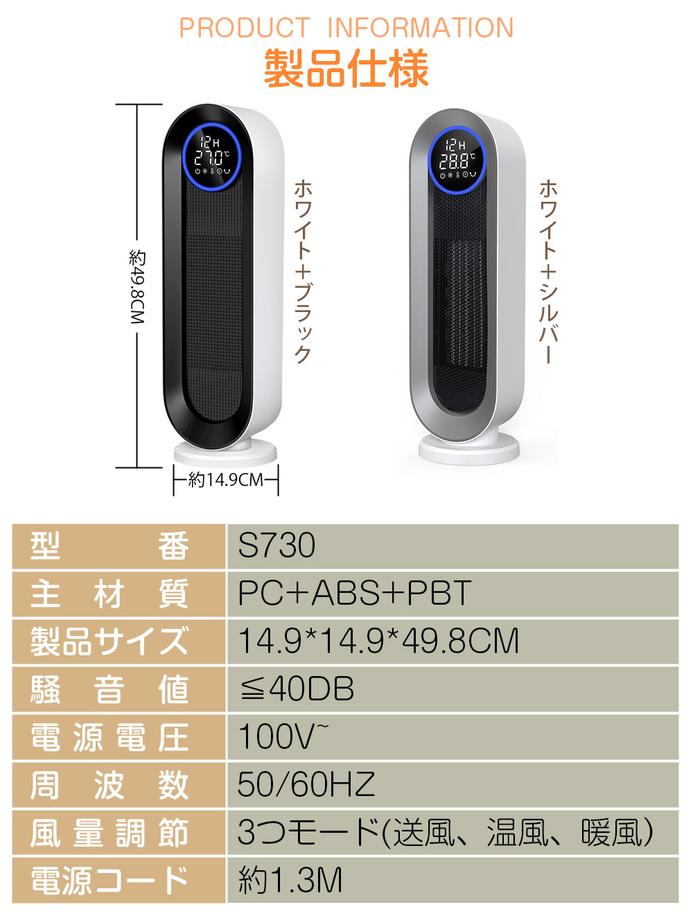 楽天市場】【楽天1位】セラミックファンヒーター 温風ヒーター 人感
