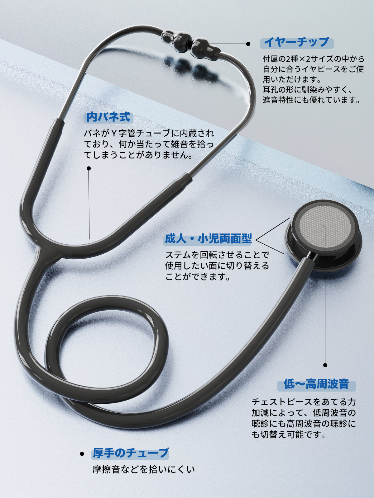 楽天市場】「高品質ステンレスヘッド」聴診器 医療 心音 内バネ 聴診器