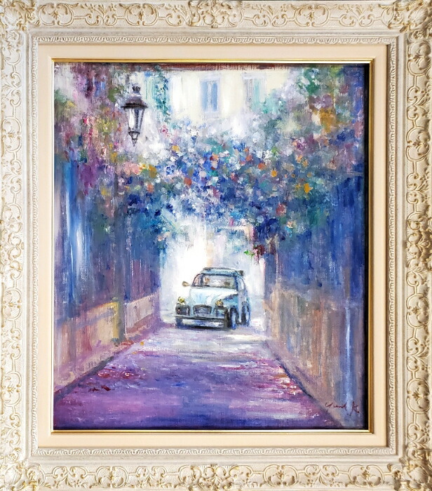 油絵 菅家令子 絵 絵画 インテリア 額付(白) uF6-064204 花 ゆり 油絵