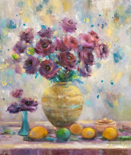 楽天市場】絵画 ｢希望を摘む朝」 油彩画 油絵 原画 静物画 花 F8