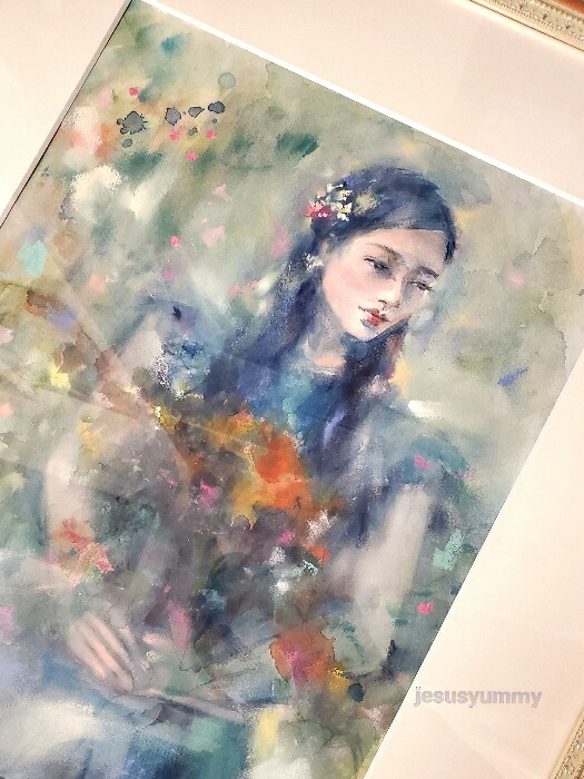 画家 haru 油彩画 ☆ 絵 と 額縁 共に アクリル板 画家 haru 油彩画