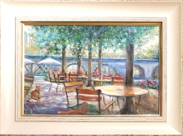 楽天市場】絵画 「木漏れ日のレストラン」 油彩画 油絵 原画 風景画 P6