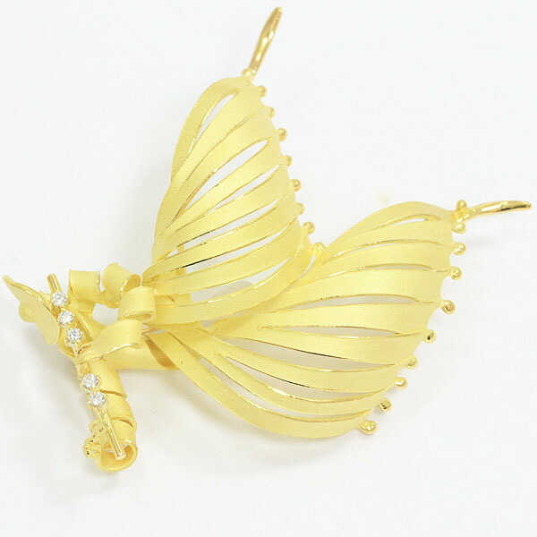 楽天市場】ともやす ブローチ 蝶 ダイヤモンド 計0.12ct 18金イエロー