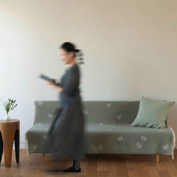 KLIIPPAN ミナペルホネン オリーブグレー ブランケット スロー 大判