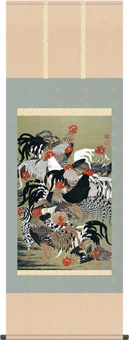 楽天市場】掛け軸 掛軸 伊藤若冲 （いとうじゃくちゅう）・群鶏図
